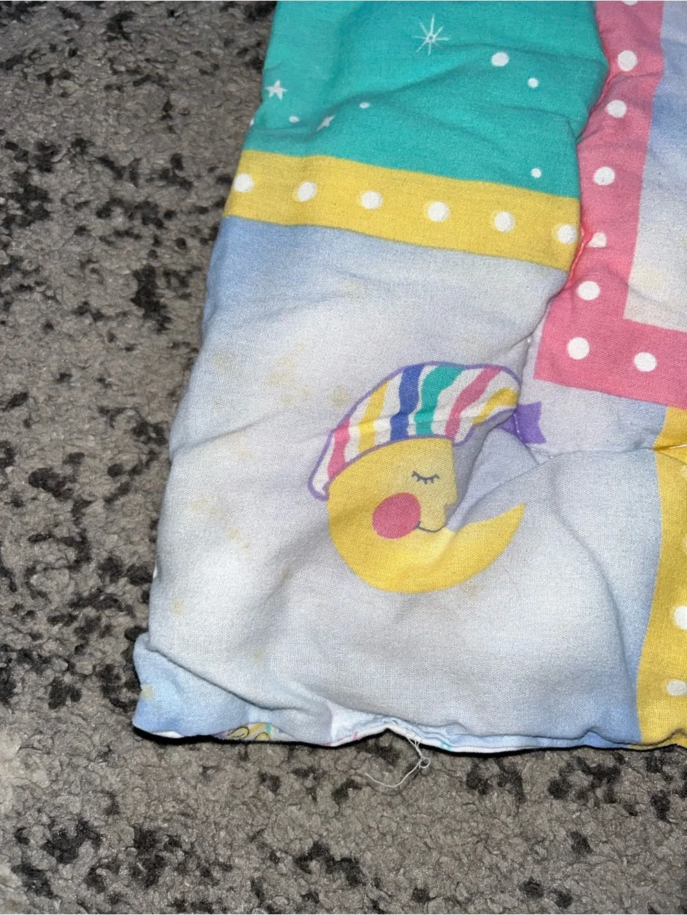 Vintage Riegel Teddy Beddy Bear quilt blanket comforter 80’s moon boat lamb bun